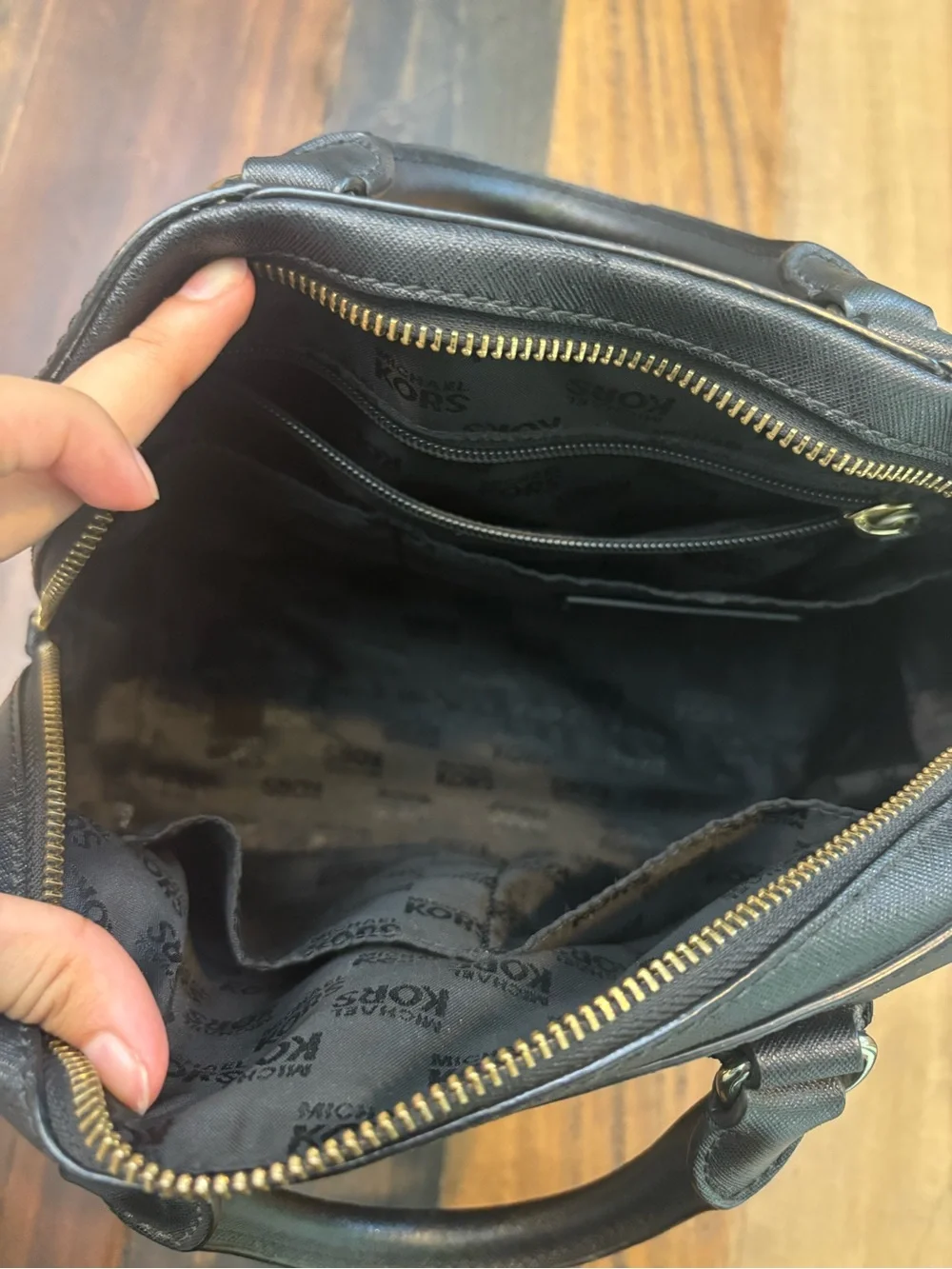 Michael Kors Black Saffiano Satchel with Gold Hardware